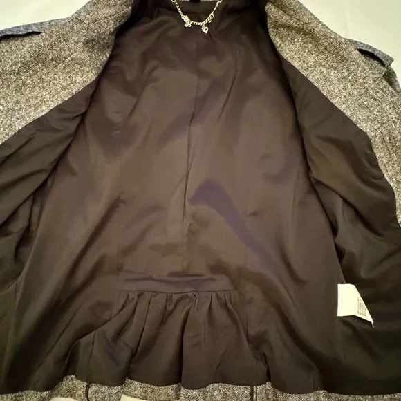 Bebe Cropped Blazer Jacket Gray Wool Blend Steampunk Detailed Fitted Victorian - Picture 7 of 13